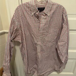 Lands' End Men's Red Checkered Shirt